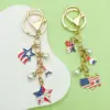 Wholesale USA Star Heart Balloon National Flag Keychain Hat Independence Day Commemorative Keyring Small Gifts