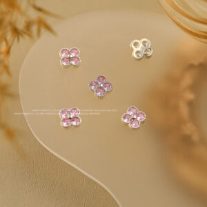 Single Pink Zircon Four-leaf Clover-Silver #06