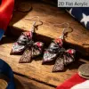 oly-4b4e4dfd555ea98b03cfb2b2f734ae89 Wholesale Retro White & Red Bow Tie Print Drop Earrings For Women With 304 Stainless Steel Ear Pins