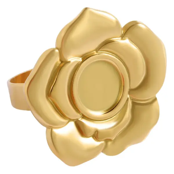 Wholesale Adjustable Open Stainless Steel Rose Flower Ring Gold Adjustable Base Ring Multifunctional Accessory Jewelry Suitable For Casual Occasions