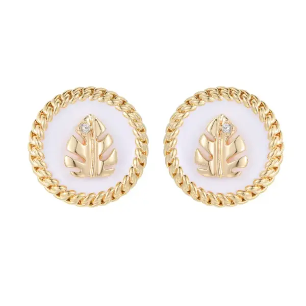 Wholesale Leaves Stud Earrings For Women With Copper Posts Electroplated And Zircon Inlay