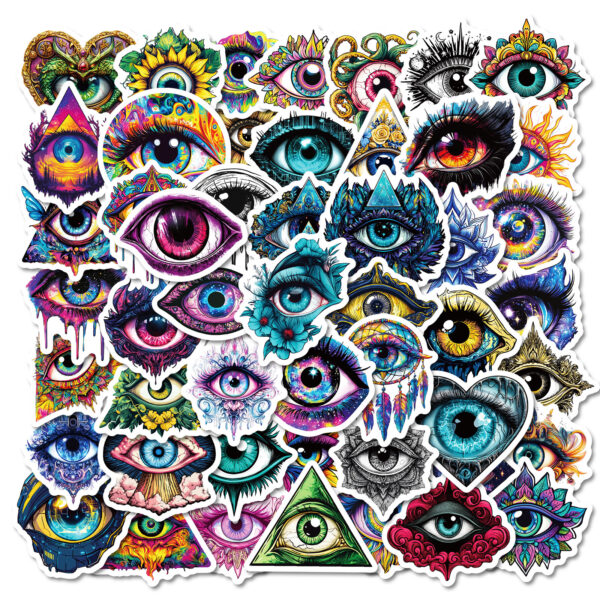 oly-4b6bc54659071fa2b97b0d57488ede9f Wholesale 50 personalized pupil eyes graffiti waterproof stickers diy mobile phone case skateboard notebook decorative stickers