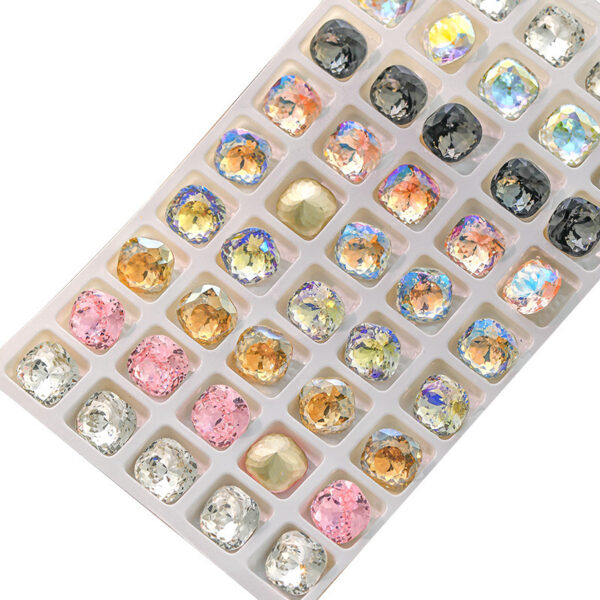 Wholesale K9 nail art pop flash pointed bottom drill magic color high product fat square drill bird nest cut crystal drill ice through nail art decorative drill