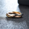 Wholesale Simple Stainless Steel Three-Ring Three-Color Titanium Steel Ring Fashion Trendy Sansheng III Combination 18K Gold Ring