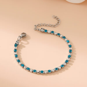 1:1 sky blue 3mm silver bracelet