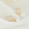 Wholesale Ginkgo Leaf Stud Earrings For Women With 925 Sterling Silver Posts And Copper Base Inlaid With Zircon In Simple Style