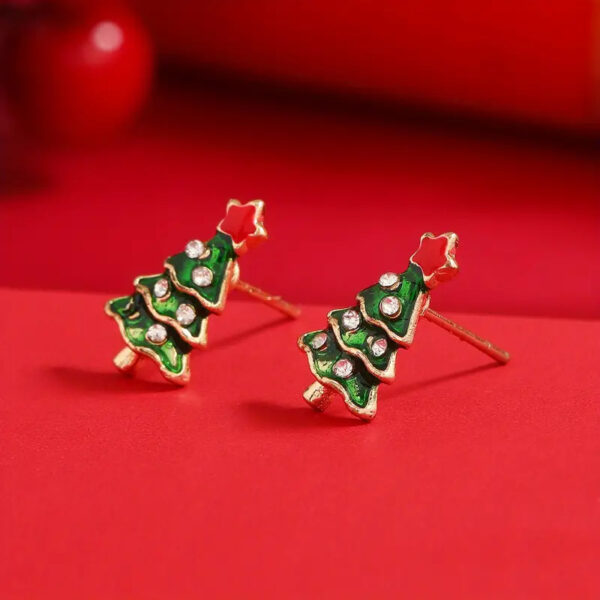 oly-4bcde09f2715e809788c06bbe733647b Wholesale Christmas Carnival Zircon Christmas Tree Earrings Small and Exquisite High-end Earrings