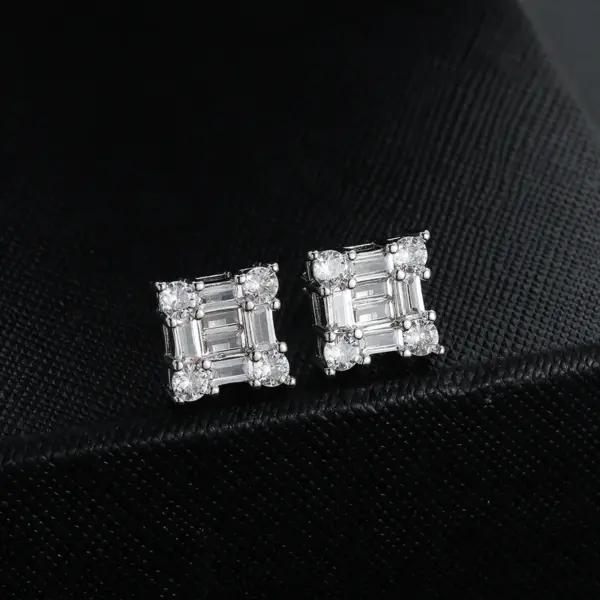 Wholesale Square Zircon Stud Earrings Women's Simple Mix Match Copper Hiphop Style Ear Jewelry Print Other