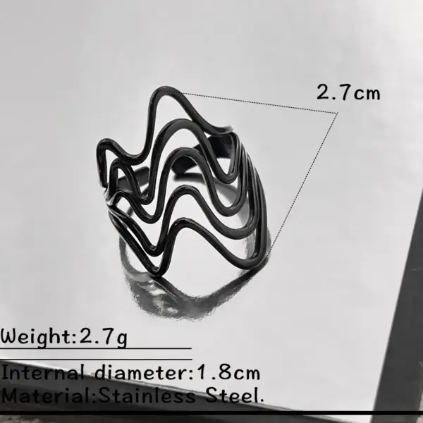Wholesale Stainless Steel Snake Skin Style Ring Black Bat Lip Design Halloween New Arrival Non-Fading Couple Unisex Adjustable Open Ring