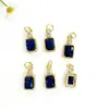Wholesale 18K Gold Plated Copper Color Retention Rectangular Colorful Zircon Twelve Constellation Stone Pendant DIY Jewelry Hanging Water Plated Imitation Gold Geometric