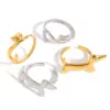 Wholesale Ladies Adjustable Open Ring Minimalist Style 18K Gold Stainless Steel Geometric Cat And Dog Design With Diamond Lines Sausage Dog