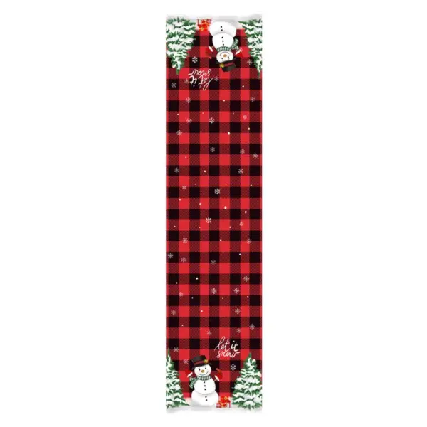 oly-4c0e0e1488ddc9db411a389a09bbc92a Wholesale Christmas Table Flag Decoration Snowflake Plaid Snowman Pattern Christmas Print Tablecloth Dining Table Mat American Style