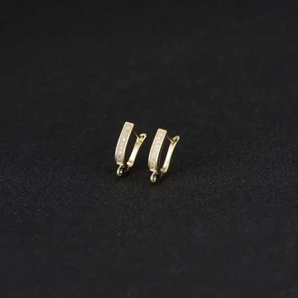 Wholesale Paper Clip Earrings For Women With Copper Posts, Electroplated And 14K Real Gold Plated Featuring Zircon Inlay