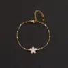 Wholesale PVD Coated Real Gold Plated Flower 201 Stainless Steel 304 Stainless Steel Elegant Simple Style Classic Style Waterproof Non Tarnish 201 Stainless Steel Lobster Trigger Clasp Closure Bracelets