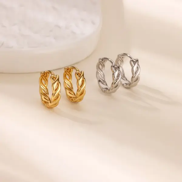 Wholesale Women’s Waterproof Non Tarnish Cross Stud Earrings In Copper With 18K Real Gold PVD Coating And Zircon Inlay