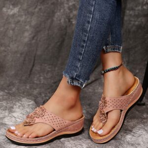 Wholesale 2021 New Summer European and American Flower Women's Sandals Stitched Beach Shoes Large Size Herringbone Wedge Plaid Sandals for Women