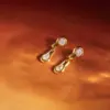 Wholesale Geometric Earrings For Women In Waterproof 304 Stainless Steel With 18K Gold Plated PVD Coating And Zircon Inlay