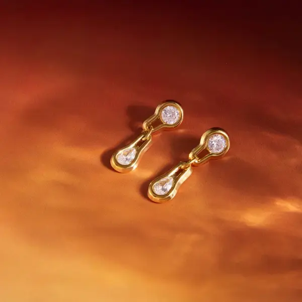 Wholesale Geometric Earrings For Women In Waterproof 304 Stainless Steel With 18K Gold Plated PVD Coating And Zircon Inlay