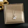 Wholesale Jewelry Classic Style Ginkgo Leaf Titanium Steel Copper Plating Cable Chain Pendant Necklace