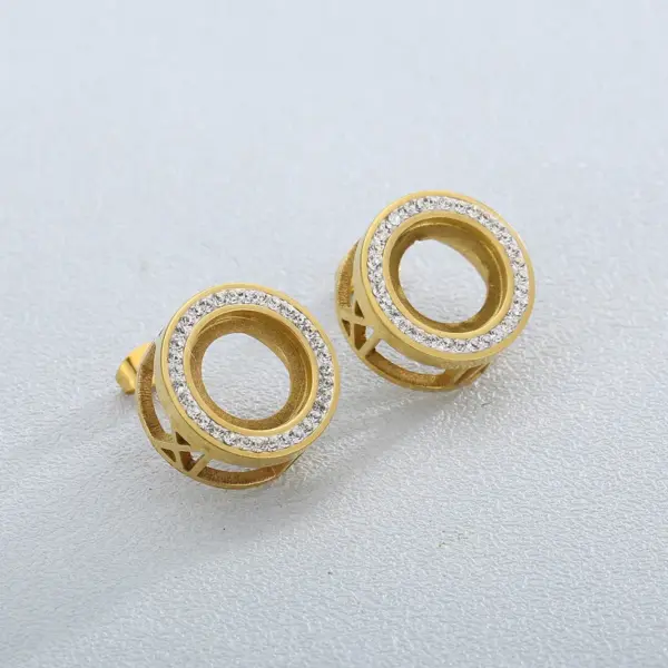 Wholesale PVD Coated 18K Gold Plated Round Stainless Steel Simple Style Waterproof Non Tarnish Ear Studs