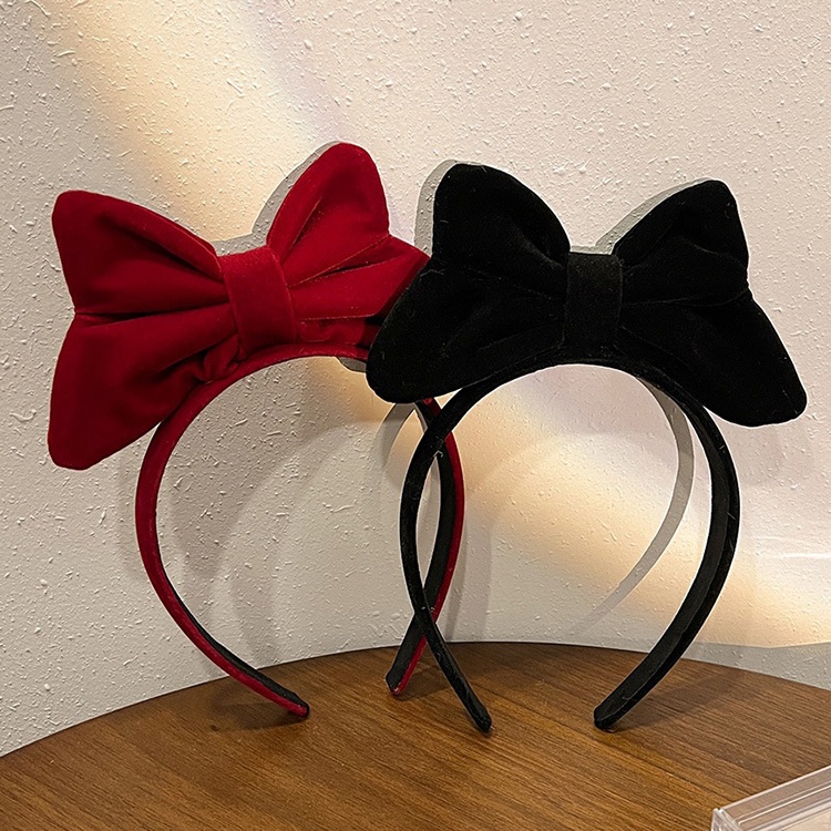 Wholesale New year big red three-dimensional bow hair hoop net Red Princess cute hair card Press hair head hoop broken hair card headband hair