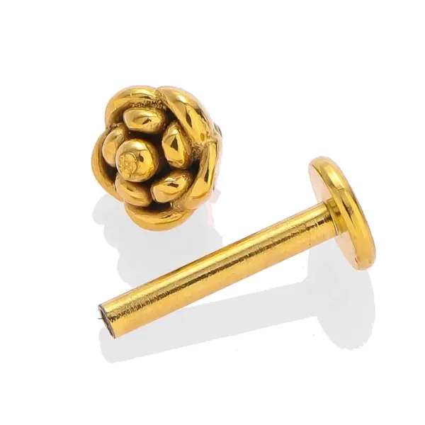 Wholesale 1 Piece Lip Rings Simple Style Classic Style Rose Crown 316L Stainless Steel Waterproof Non Tarnish Surgical Steel Rhinestones Ion Plating (IP) 18K Gold Plated Lip Rings Ear Cartilage Rings & Studs Nose Rings & Studs