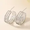 Wholesale 18K Gold Plated Copper Zircon Geometric Hoop Earrings For Women With Hollow Design, Vintage Simple Style