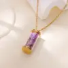 oly-4cc1ed1832b6d47d03fa93c2baecc445 Wholesale 2pcs/set Random Quantity Purple Natural Small Stone Jewelry Set 18K Gold Plated Stainless Steel Necklace Bracelet Lucky Bottle Shape Personality Simple Unisex Two-piece Jewelry Set Accessories Wholesale Christmas Birthday Gift Choice
