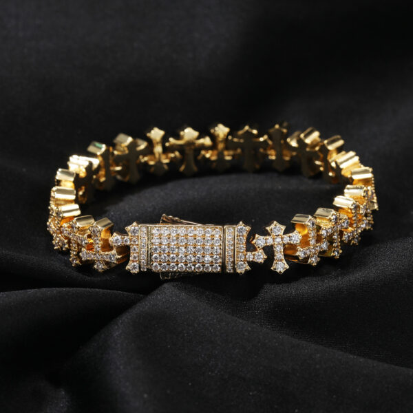 Wholesale Copper cross bracelet with zircon stones