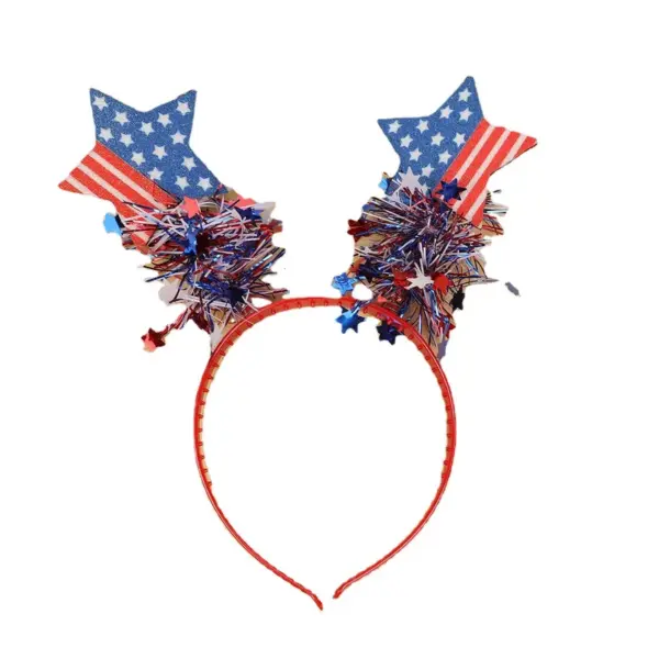 oly-4ccadd2011cb07c768eecd7240942386 Wholesale Shiny Star American Flag Headband National Day Performance Independence Day Glowing Super Shiny Grid Headband
