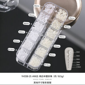 High-brightness mixed semi-circular pearls (white + off-white)