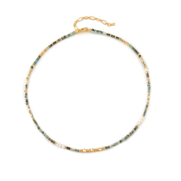 oly-4cdafdef761b97fe7df0b77acc35c6ad Wholesale Natural Freshwater Pearl African Turquoise Handmade Beaded Necklace Original Design Niche Czech Beads Clavicle Chain