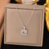 Wholesale Heart Shape Inlay Pendant Necklace For Women With 18K Gold Plated Copper And Rhinestones On Cable Chain