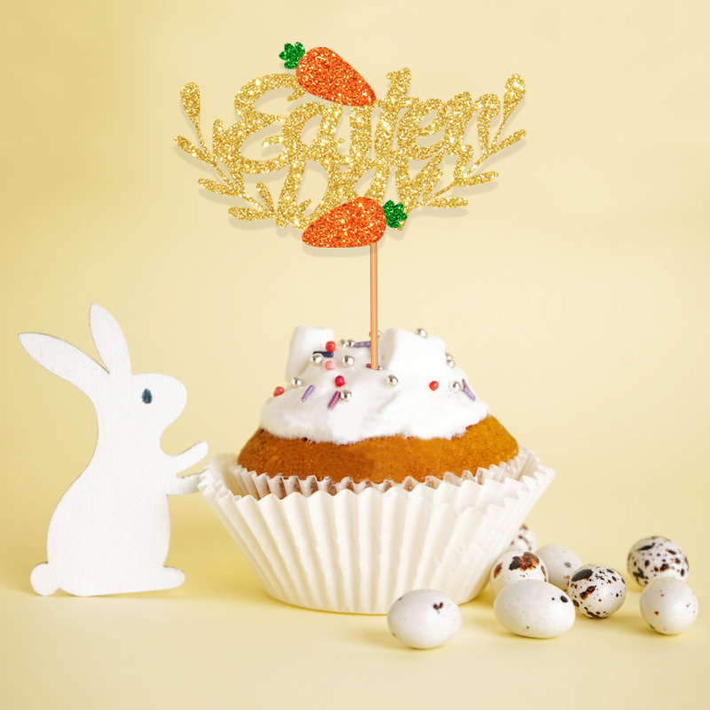 Wholesale Easter birthday cake card holder dessert decoration carrot cake decoration birthday gift plug-in
