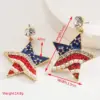 Wholesale 1 Pair Casual Elegant Classic Style Pentagram American Flag Leopard Inlay Alloy Rhinestones Drop Earrings