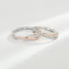 Wholesale 925 Sterling Silver Colorful Gold Mobius Couple Rings For Women Unique Design Cross Open Rings Luxurious Geometric Pattern Rings