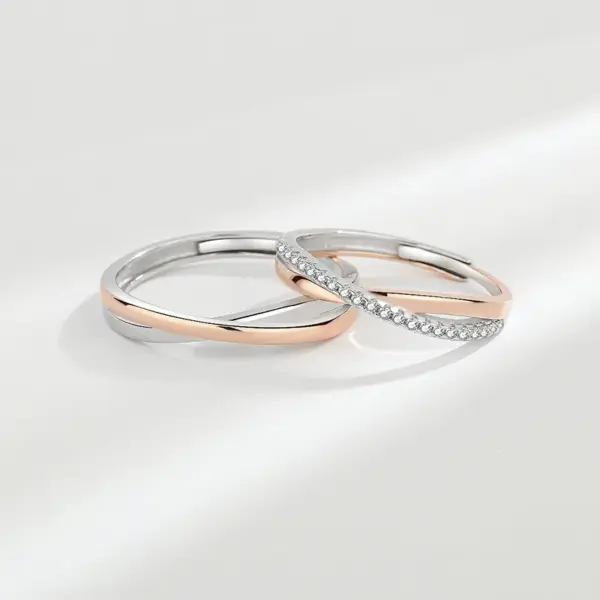 Wholesale 925 Sterling Silver Colorful Gold Mobius Couple Rings For Women Unique Design Cross Open Rings Luxurious Geometric Pattern Rings