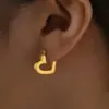 Wholesale 304 Stainless Steel Heart Shape Solid Color PVD Coated 18K Gold Plated Real Gold Plated 18K Gold Retro Classic Style Waterproof Non Tarnish Plating Gold Earrings