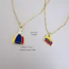 Wholesale Unisex National Flag Enamel Pendant Necklace With 18K Real Gold Plated Copper And PVD Coated Foxtail Chain
