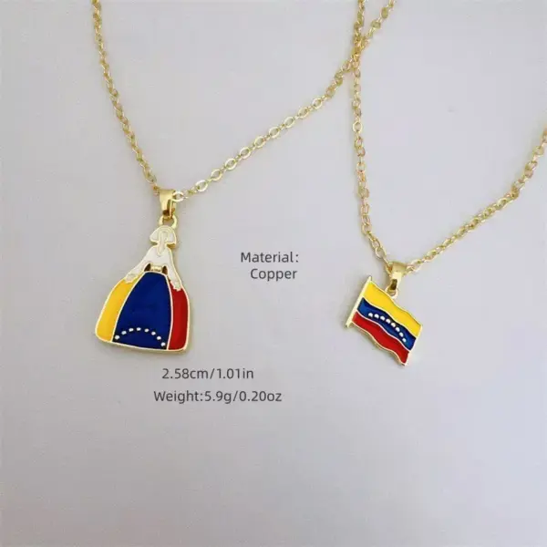 Wholesale Unisex National Flag Enamel Pendant Necklace With 18K Real Gold Plated Copper And PVD Coated Foxtail Chain