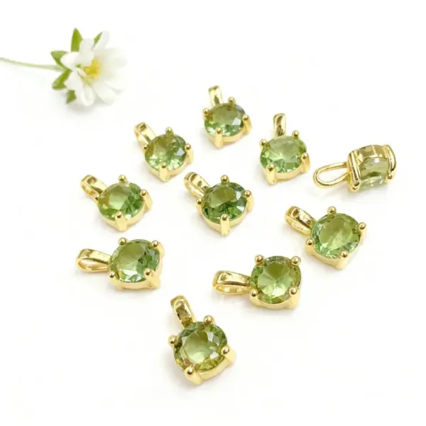 oly-4cf6fb23a38f34fb03599ca50ca3c1ad Wholesale 18K Gold Plated Copper Color Retention Zircon Round Birthstone Pendant DIY Jewelry Geometric Water Plated Imitation Gold