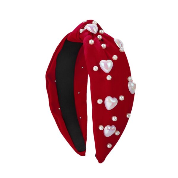 Wholesale Valentine's Day Pearl Headband Retro French Style Bow Hair Clip Wide Edge Face Washing Headband Non-slip