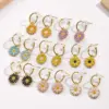 Wholesale Fashionable Plated Flower Earrings Color Preservation Drop Oil Polished Copper Casual Modern Minimalist Style