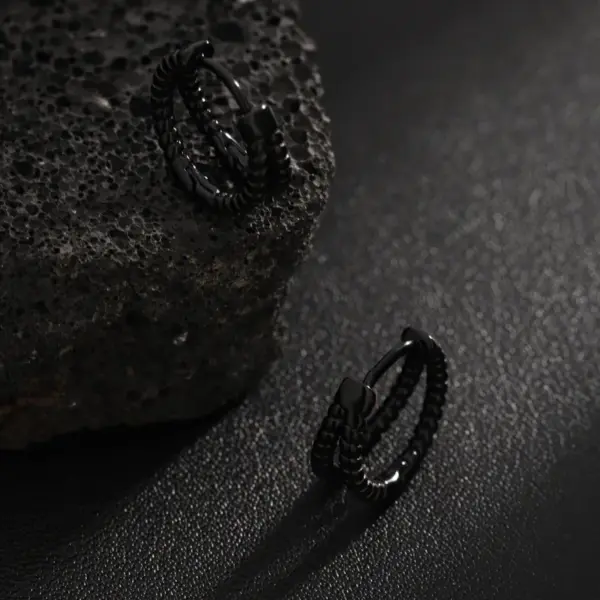 Wholesale Double Layer Silver Earrings Unisex Trendy Design High-End Sensation Men's Personality Women's Fashion Simple European Style Accessories