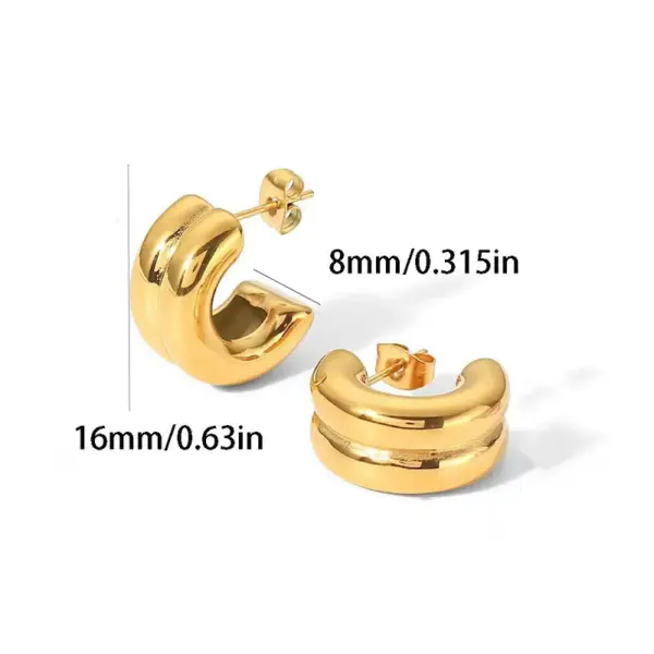 Wholesale 1 Pair Basic Simple Style C Shape Plating 304 Stainless Steel Ear Studs