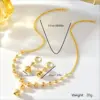 Wholesale Geometric Asymmetrical Jewelry Set For Women With 18K Real Gold Plated Copper And Beaded Chain Featuring Water Plating Process