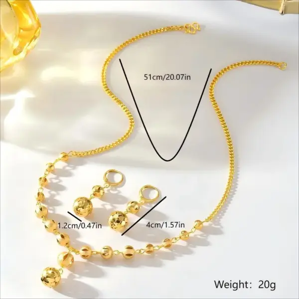 Wholesale Geometric Asymmetrical Jewelry Set For Women With 18K Real Gold Plated Copper And Beaded Chain Featuring Water Plating Process