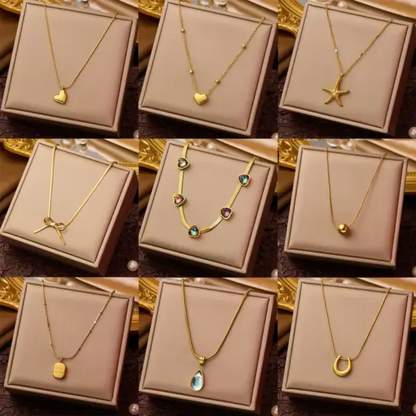 Wholesale Starfish Heart Shape 304 Stainless Steel Casual Simple Style 304 Stainless Steel Necklace