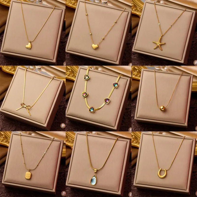 Wholesale Starfish Heart Shape 304 Stainless Steel Casual Simple Style 304 Stainless Steel Necklace