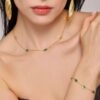 oly-4d358e5f059d7f18a49679e9326cf9d0 Wholesale Cubic Sugar French Emerald Zircon Necklace Bracelet Jewelry suit Niche Temperament Exquisite Temperament Ladies Accessories
